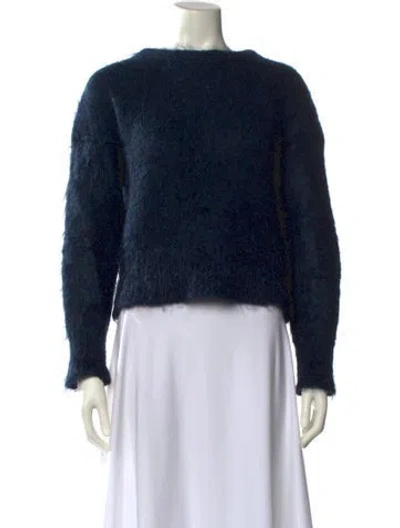 Pre-owned Scanlan Theodore Kid Mohair Scoop Neck Sweater In Blue