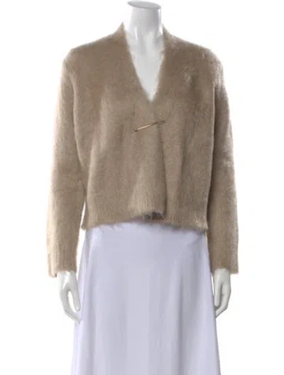 Pre-owned Scanlan Theodore Kid Mohair V-neck Sweater In Neutral