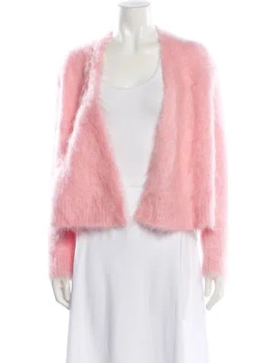 Pre-owned Scanlan Theodore Kid Mohair V-neck Sweater In Pink