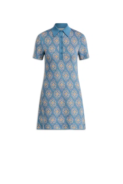 Scanlan Theodore Knit Brocade Shirt Dress In Blue