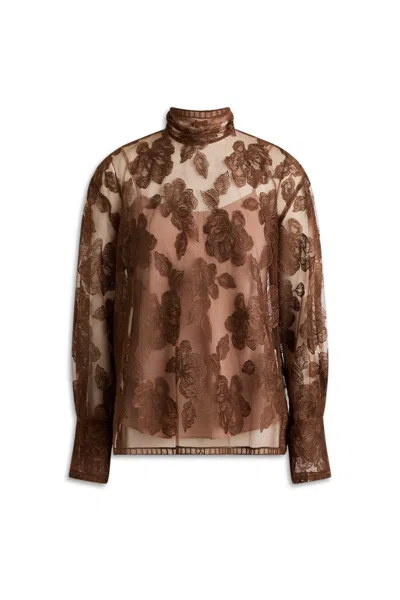 Scanlan Theodore Lace Cravat Shirt In Brown