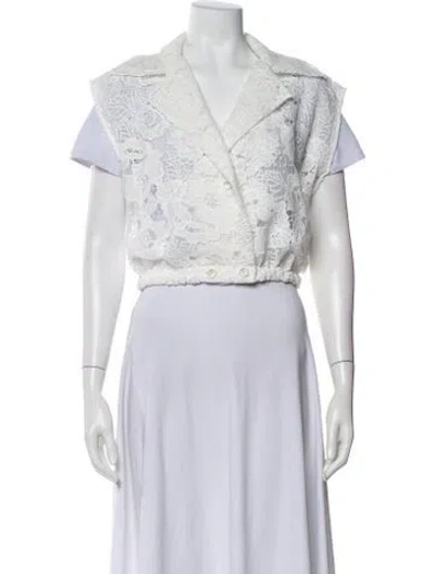 Pre-owned Scanlan Theodore Lace Pattern Bolero In White