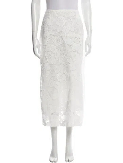 Pre-owned Scanlan Theodore Lace Pattern Midi Length Skirt In White