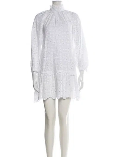 Pre-owned Scanlan Theodore Lace Pattern Mini Dress In White