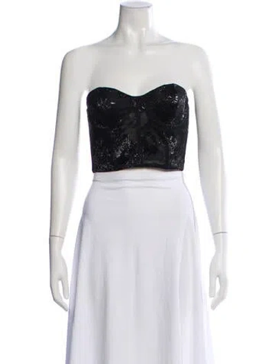 Pre-owned Scanlan Theodore Lace Pattern Strapless Crop Top In Pink