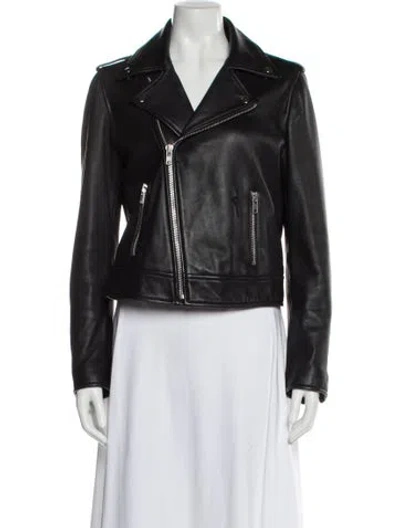 Pre-owned Scanlan Theodore Leather Biker Jacket In Black