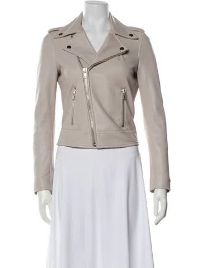 Pre-owned Scanlan Theodore Leather Biker Jacket In Neutral