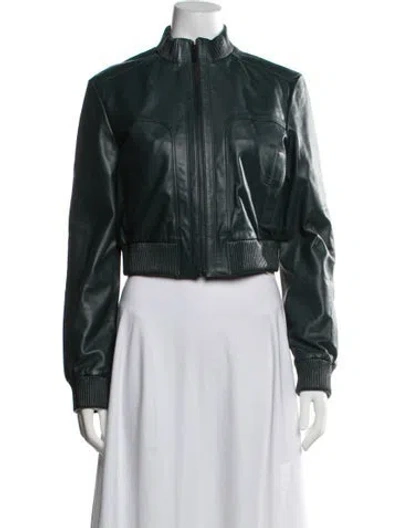 Pre-owned Scanlan Theodore Leather Bomber Jacket In Green