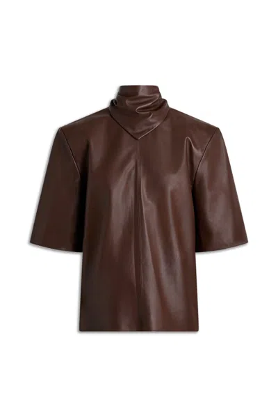 Scanlan Theodore Leather Cravat Top In Brown