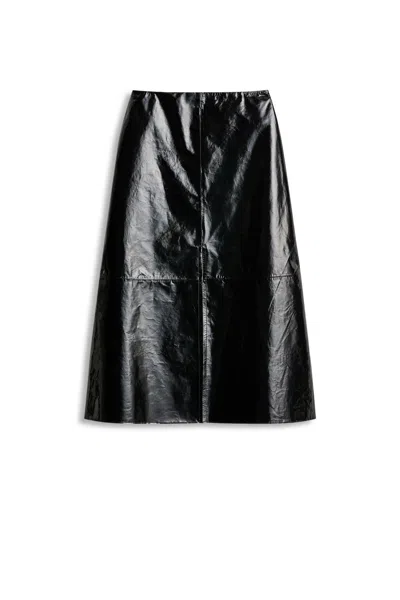 Scanlan Theodore Leather Draped Skirt In Black