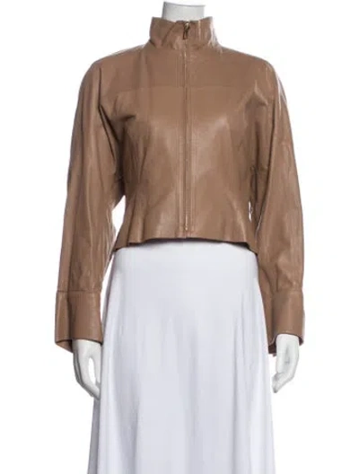 Pre-owned Scanlan Theodore Leather Jacket In Brown