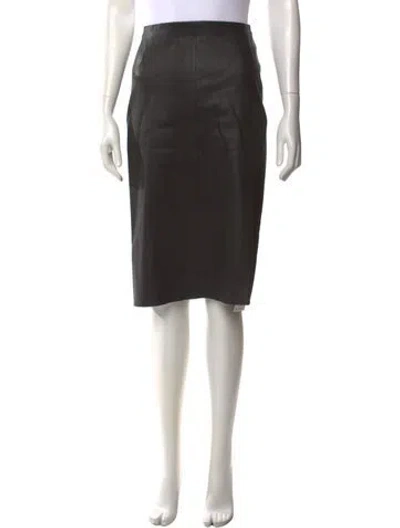 Pre-owned Scanlan Theodore Leather Knee-length Skirt In Black