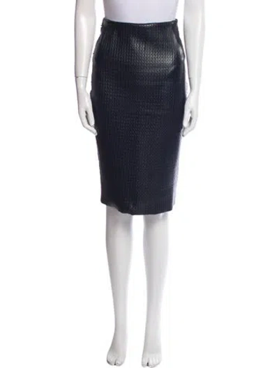 Pre-owned Scanlan Theodore Leather Knee-length Skirt In Blue