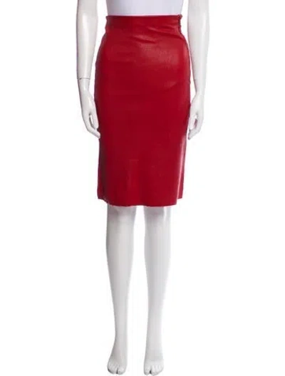 Pre-owned Scanlan Theodore Leather Knee-length Skirt In Red