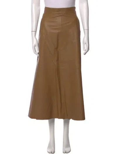 Pre-owned Scanlan Theodore Leather Long Skirt In Brown