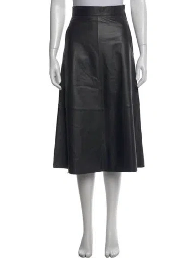 Pre-owned Scanlan Theodore Leather Midi Length Skirt In Black