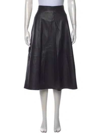 Pre-owned Scanlan Theodore Leather Midi Length Skirt In Black
