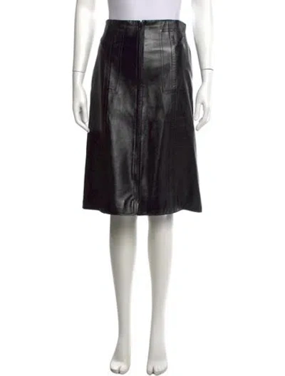 Pre-owned Scanlan Theodore Leather Midi Length Skirt In Black