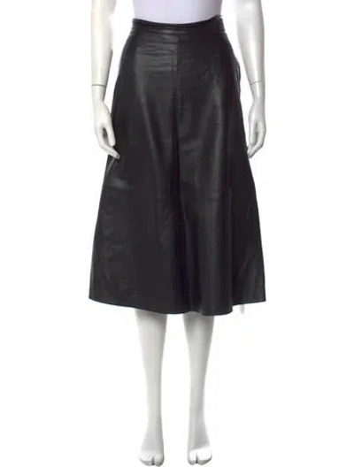 Pre-owned Scanlan Theodore Leather Midi Length Skirt In Black
