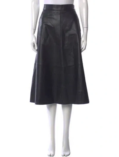 Pre-owned Scanlan Theodore Leather Midi Length Skirt In Blue