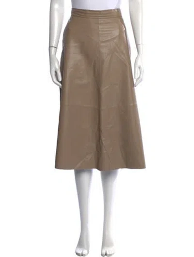 Pre-owned Scanlan Theodore Leather Midi Length Skirt In Neutrals
