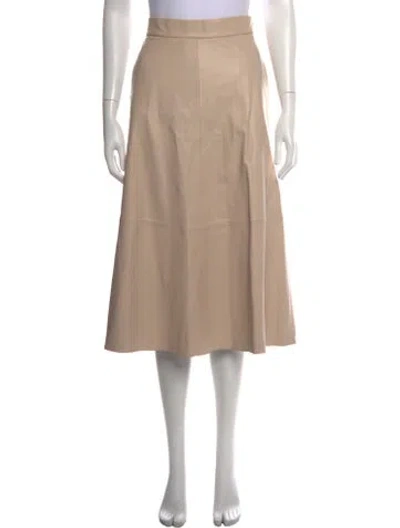 Pre-owned Scanlan Theodore Leather Midi Length Skirt In Pink