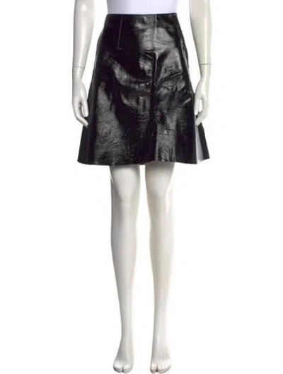 Pre-owned Scanlan Theodore Leather Mini Skirt In Black