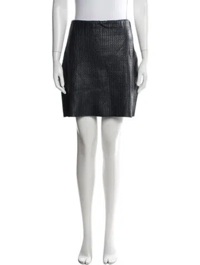 Pre-owned Scanlan Theodore Leather Mini Skirt In Blue