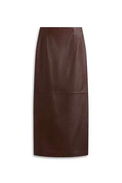 Scanlan Theodore Leather Pencil Skirt In Spice
