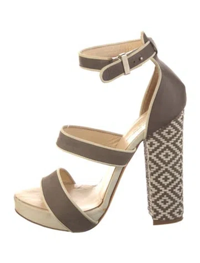 Pre-owned Scanlan Theodore Leather Printed Sandals In Gold