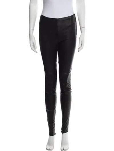 Pre-owned Scanlan Theodore Leather Skinny Leg Pants In Black