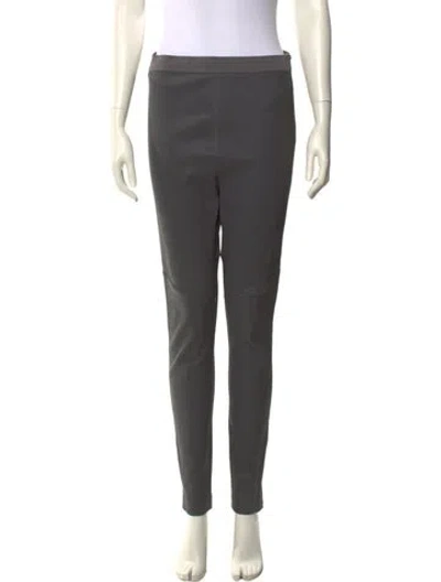Pre-owned Scanlan Theodore Leather Skinny Leg Pants In Gray