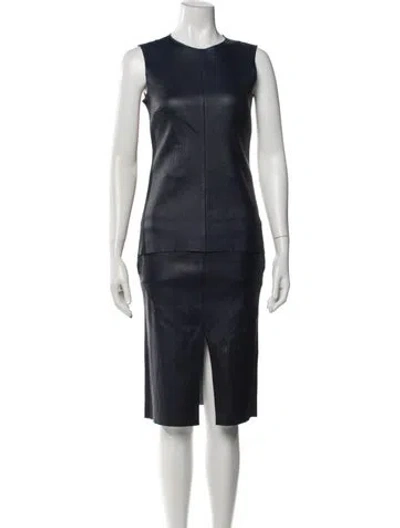 Pre-owned Scanlan Theodore Leather Skirt Set In Blue