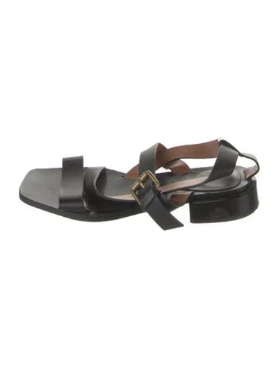 Pre-owned Scanlan Theodore Leather Slingback Sandals In Black