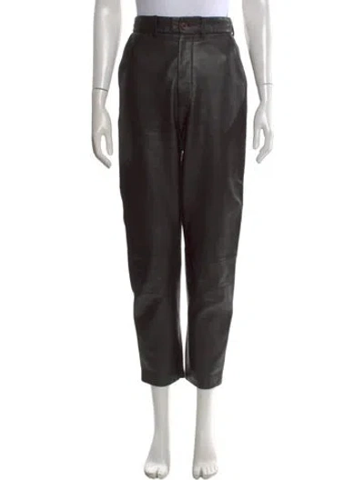 Pre-owned Scanlan Theodore Leather Straight Leg Pants In Black
