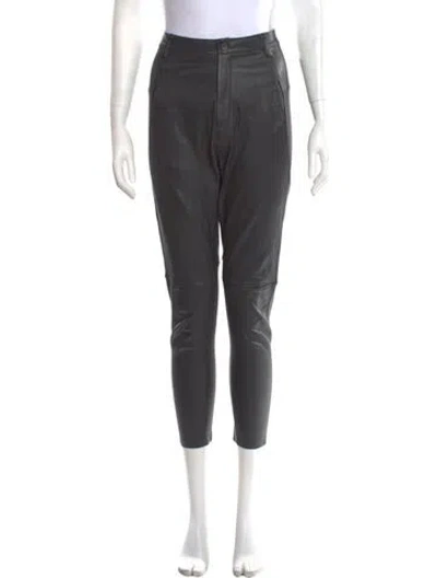 Pre-owned Scanlan Theodore Leather Straight Leg Pants In Black
