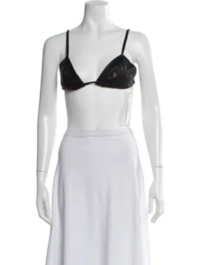 Pre-owned Scanlan Theodore Leather V-neck Sports Bra In Blue