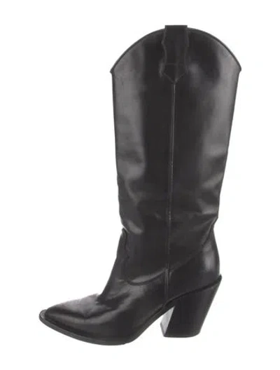 Pre-owned Scanlan Theodore Leather Western Boots In Black