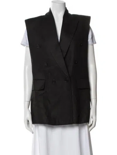 Pre-owned Scanlan Theodore Linen Blazer In Black