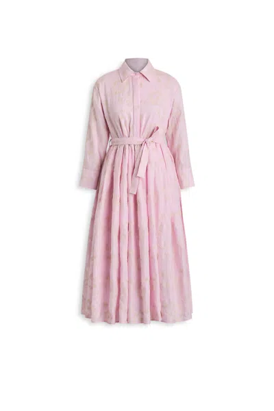 Scanlan Theodore Linen Cornelli Shirt Dress In Pink