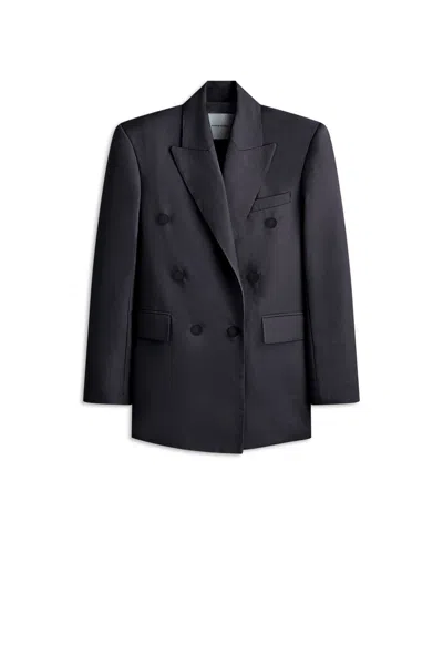 Scanlan Theodore Linen Double Breasted Jacket In Blue