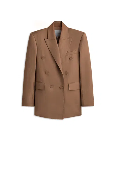 Scanlan Theodore Linen Double Breasted Jacket In Brown