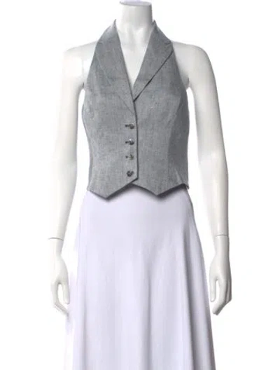 Pre-owned Scanlan Theodore Linen Halterneck Top In Grey