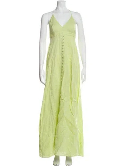 Pre-owned Scanlan Theodore Linen Long Dress In Green