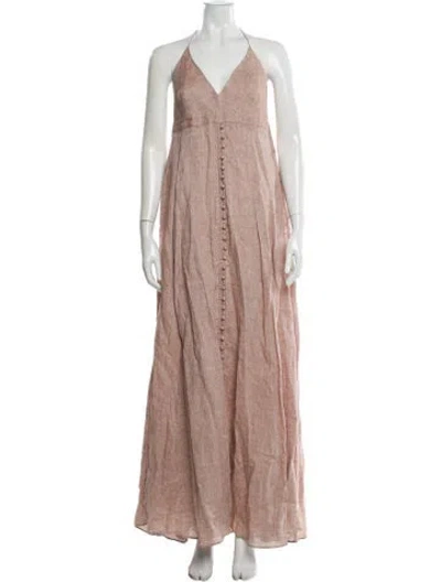 Pre-owned Scanlan Theodore Linen Long Dress W/ Tags In Pink