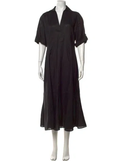 Pre-owned Scanlan Theodore Linen Midi Length Dress In Blue