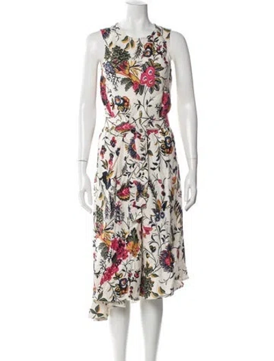 Pre-owned Scanlan Theodore Linen Midi Length Dress In Neutral