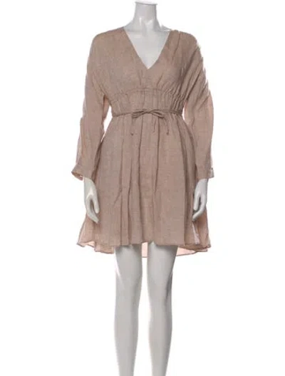 Pre-owned Scanlan Theodore Linen Mini Dress In Neutral