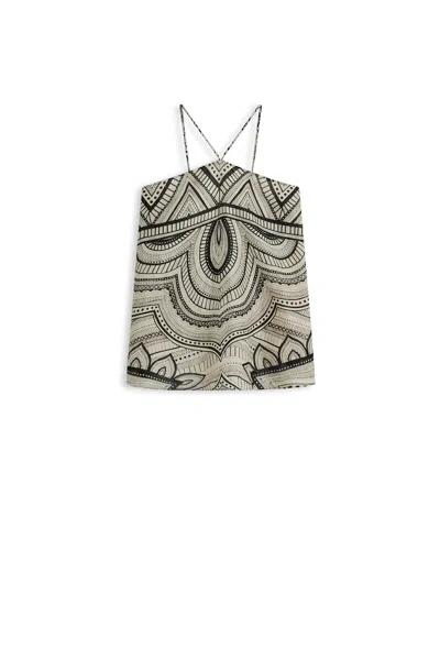 Scanlan Theodore Linen Ottoman Print Top In Multi