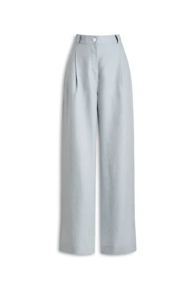 Scanlan Theodore Linen Pleat Drape Leg Trouser In Blue
